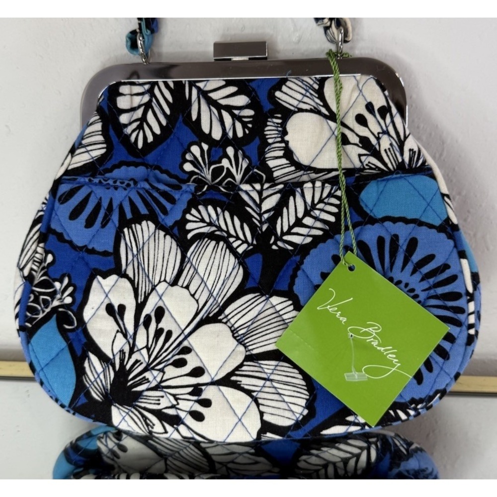 NEW VERA BRADLEY Blue Bayou Snap On kiss lock, Purse, Crossbody Removable Strap - Picture 5 of 16